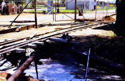 Small sink hole under a railway line (Bufulsfontein Mine - Stilfontein - S. Africa).