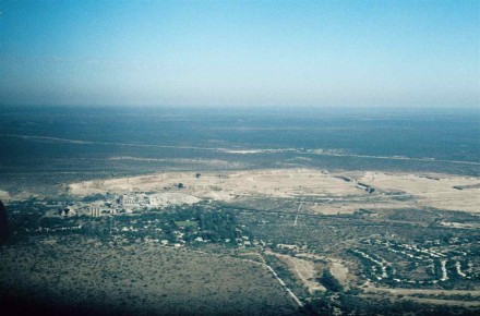 Figure 176 - Ulco from the air, with the township on the right, the quarry in the middle, and the factory complex on the left (South Africa).