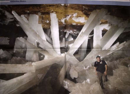 Figure 126 - Giant sized geode of selenite crystals (Naica caves, Chihuahua, Mexico).