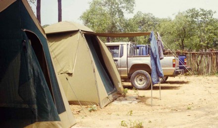 Figure 149 - My camp, and whole vehicle fleet, my tent and the office (Bentiaba, Angola).