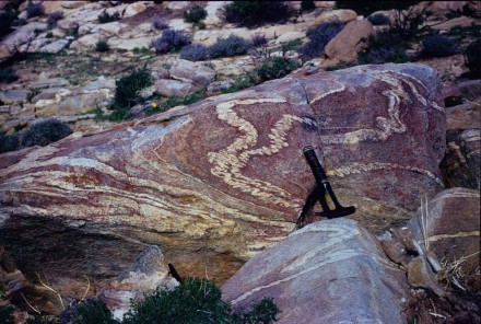Figure 140 - Flow folding in gneiss (Okiep, South Africa).